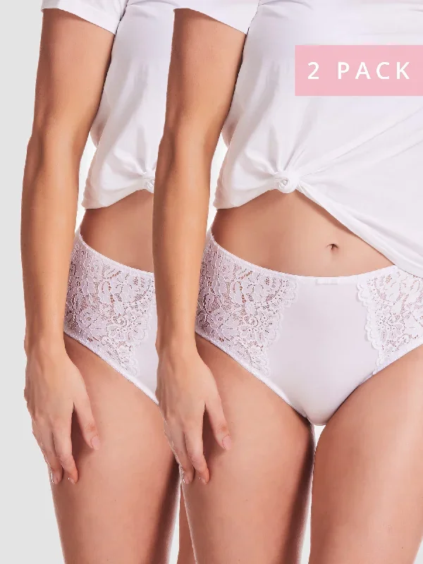 2 Pack Daily Essentials Stretch Lace & Cotton Full Brief (219)