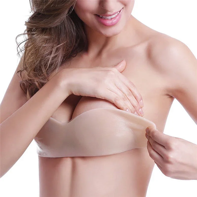 2019 New Women Silicone Push Up women's underwear Invisible Bra Self Adhesive Strapless Bandage Blackless Solid Bra