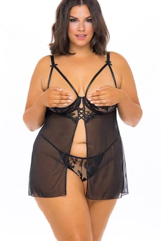 Open Cup Flyaway Babydoll Set