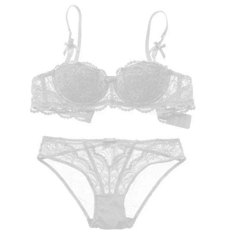 Bonnie Lace Balconette Bra Set (White)