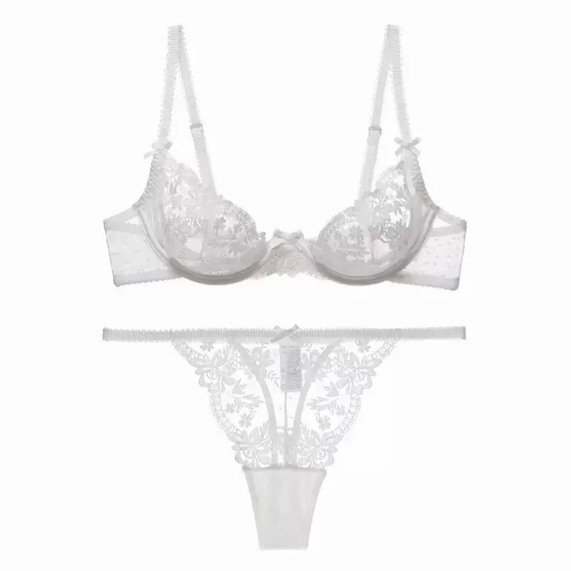 Kelly Lace Unlined Bra Set (White)