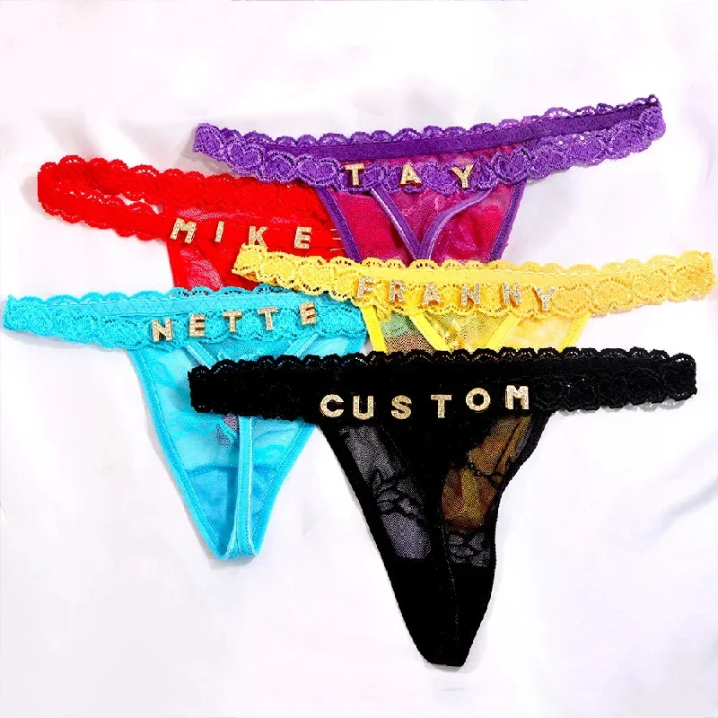 Custom Name Crystal Letter Sexy Lace Bikini Panties Waist Chain Body Jewelry Personalized Underwear Valentine's Day Women Gift