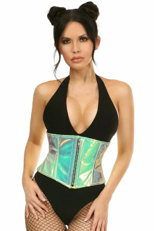 Deluxe Mint Green Hologram Steel Boned Mini Cincher