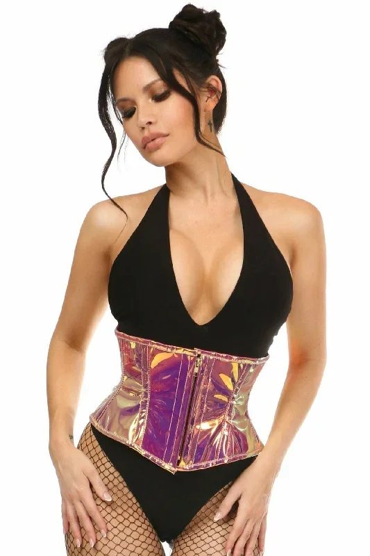 Deluxe Rainbow Gold Hologram Steel Boned Mini Cincher