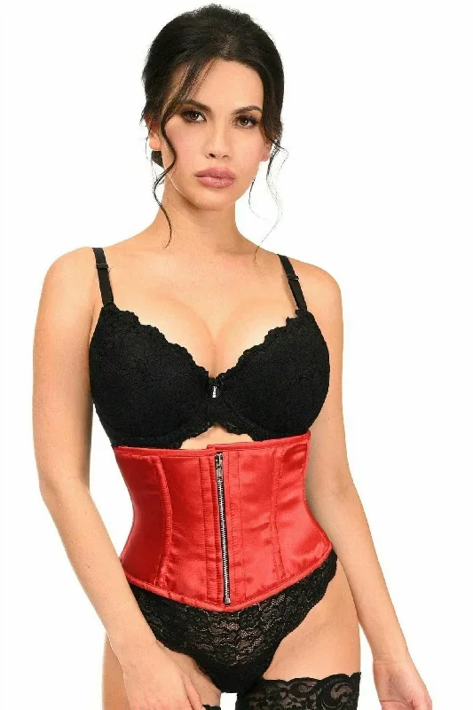 Deluxe Red Satin Steel Boned Mini Cincher