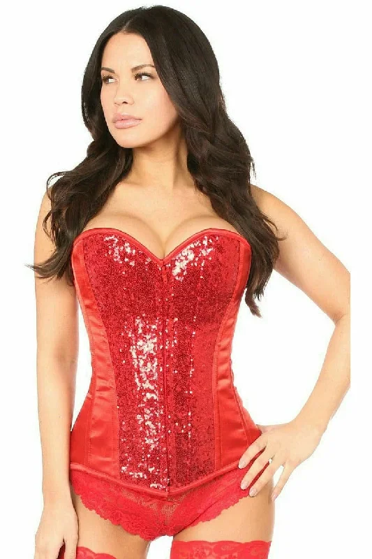 Deluxe Red Sequin Steel Boned Corset