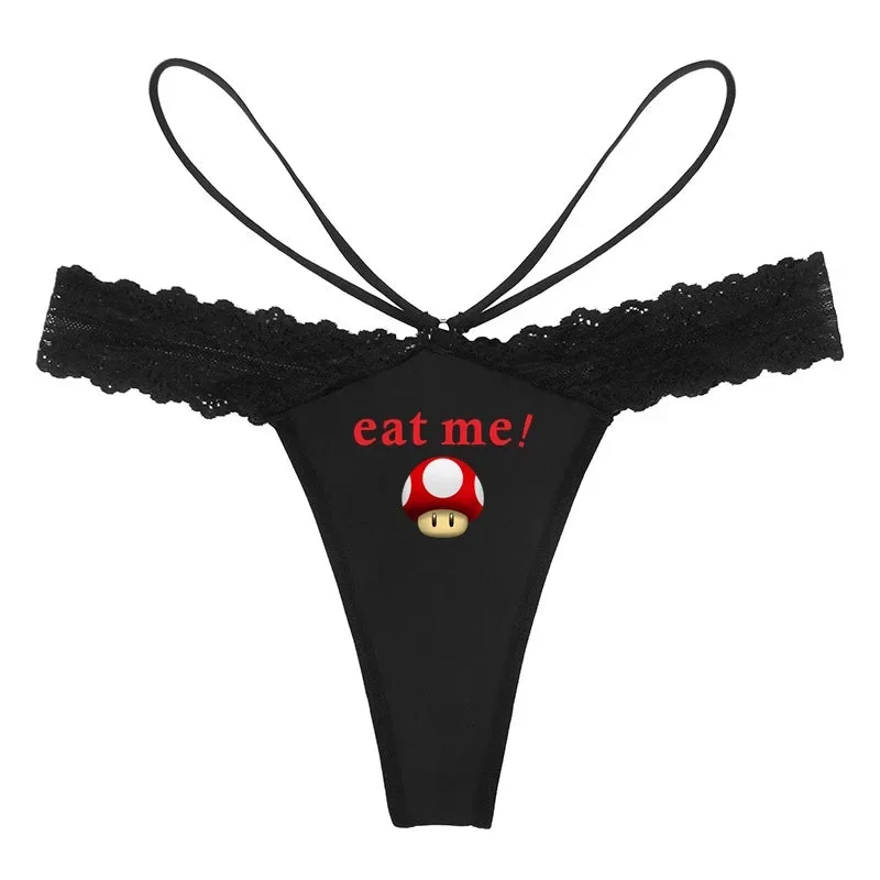 eat-me-red-mushroom-print-women-sexy-lace-lingerie-temptation-g-string-naughty-underwear-for-women-custom-personalized-panties