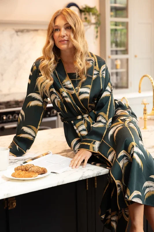 Pimlico Palm Print Long Dressing Gown