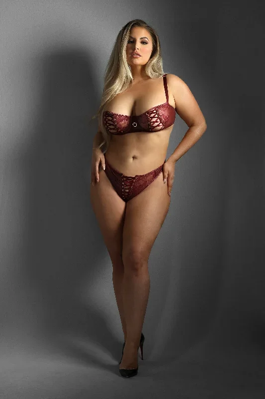 fantasy-lingerie-edge-queen-lace-up-balconette-bra-crotchless-panty-set-burgundy