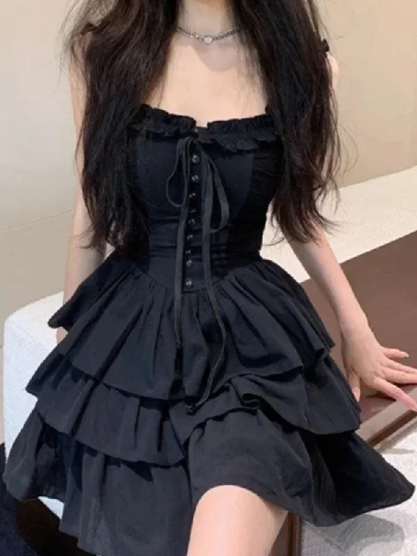 Gothic Goth Harajuku Slip Dress - Dark Punk Cake Dresses