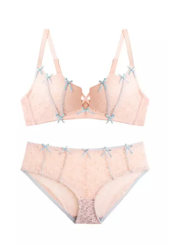 Jezel Push-Up Lace Bra Set (Pink)