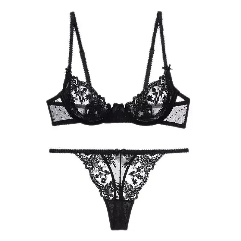 Kelly Lace Unlined Bra Set (Black)