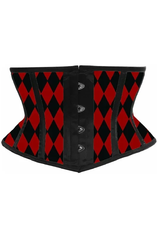 Lavish Black & Red Diamond Waist Cincher