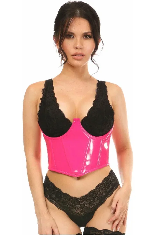 Lavish Neon Pink Patent Open Cup Underwire Waist Cincher