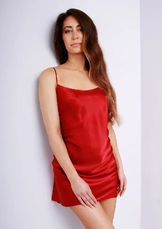 Soie Unie Slip Dress Red