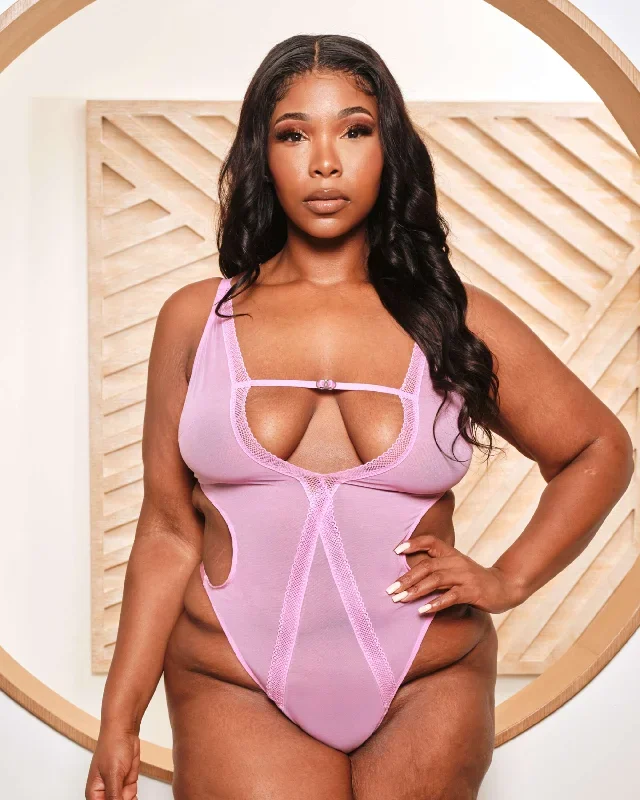 Bare Mesh Bodysuit Mauve