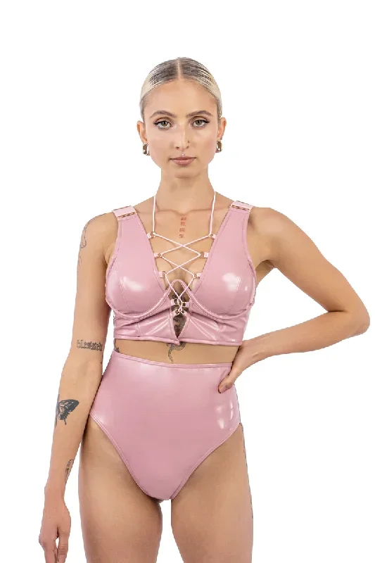 Naughty Thoughts Sinner Vinyl OO Top - Pink