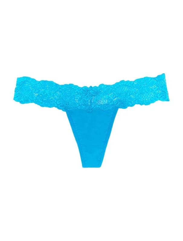 Neon Blue Lace-Band Thong