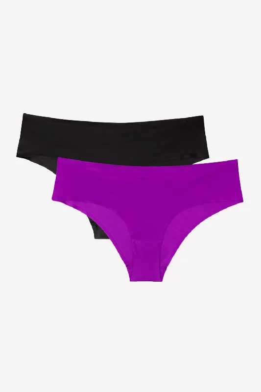 No-Show Hipster Panty 2 Pack | Black/Fierce Violet