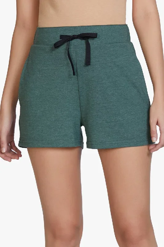 Cotton Blend Sleep Shorts - Olive