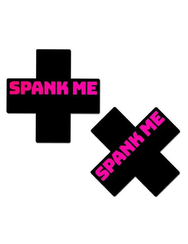 Pastease PLS-SME Spank Me Black Cross Nipple Covers