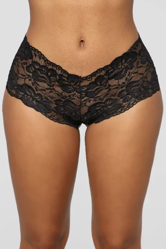 Perfect Everyday Lace Waist Boyshort Panty - Black