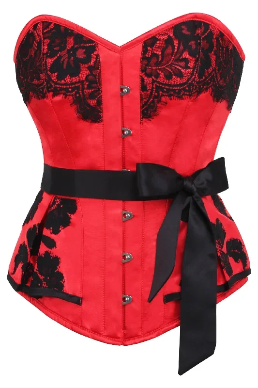 Red Satin Prom Corset with Sash