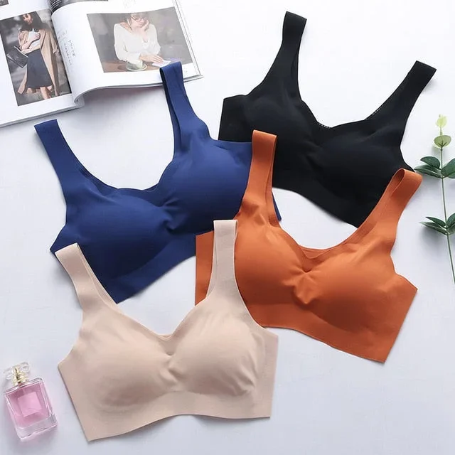 Seamless Active Bras for Women Comfort Vest Tops Wireless Bra with Pads Sleeping Underwear Female