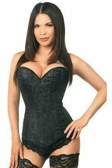 Sexy Black Glitter Side Zipper Corset