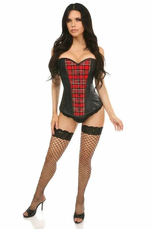 sexy-red-plaid-wet-look-overbust-corset