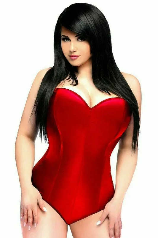 Sexy Red Satin Corset Romper