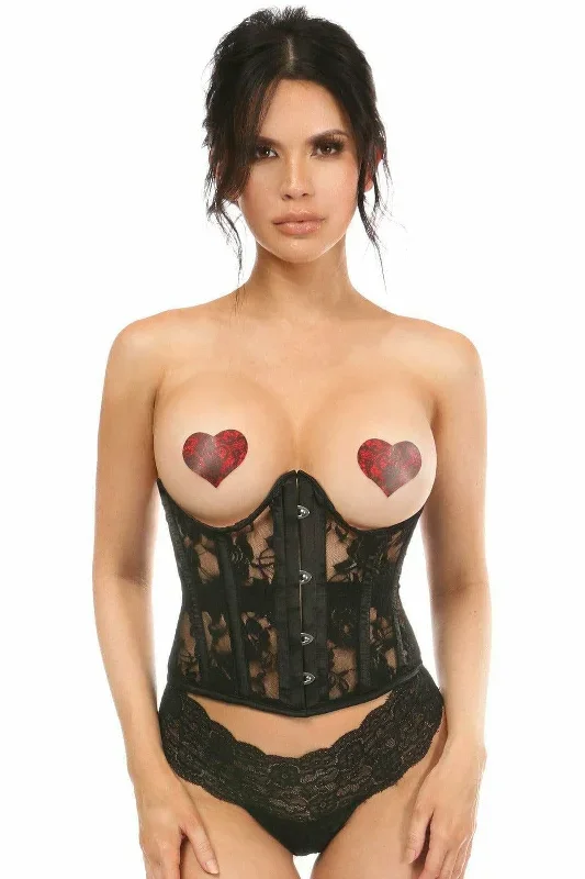 Sexy Sheer Black Lace Open Bust Underwire Short Underbust Corset