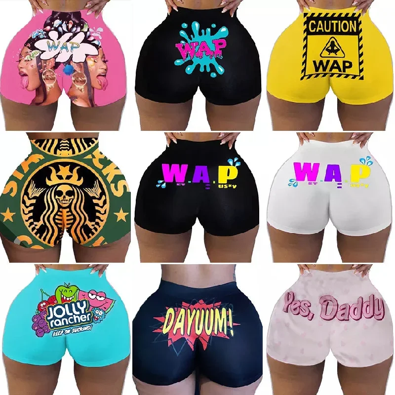 sexy-women-shorts-womens-summer-clothing-candy-snack-wap-graphic-high-waist-biker-booty-shorts-wholesale-cheap-stuff