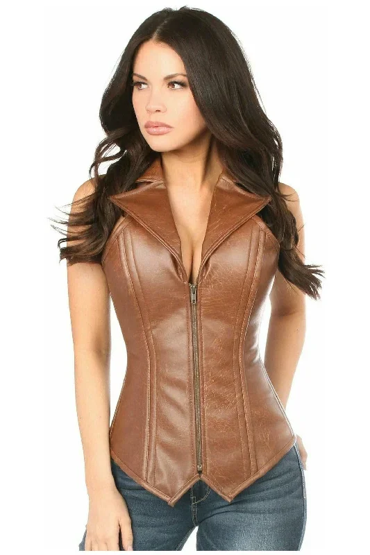 Top Drawer Faux Leather Steel Boned Corset