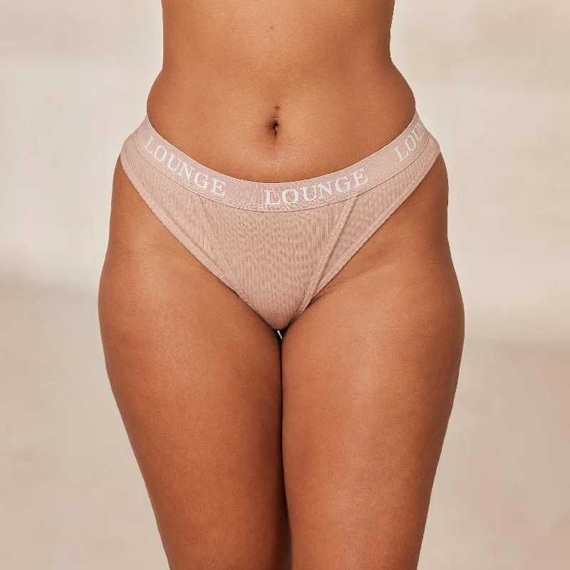 Ultra Comfort Ribbed Thong - Taupe