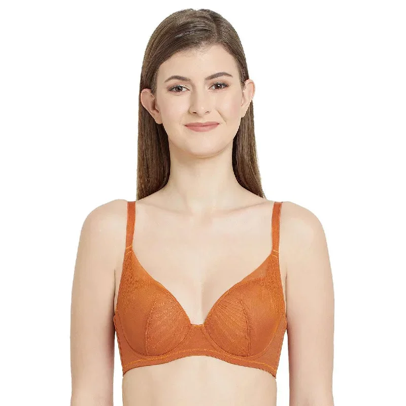 Verona Padded Wired 3/4Th Cup Medium Coverage Bra - Orange