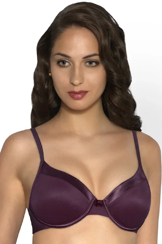 Satin Edge Padded Wired Bra - Violet