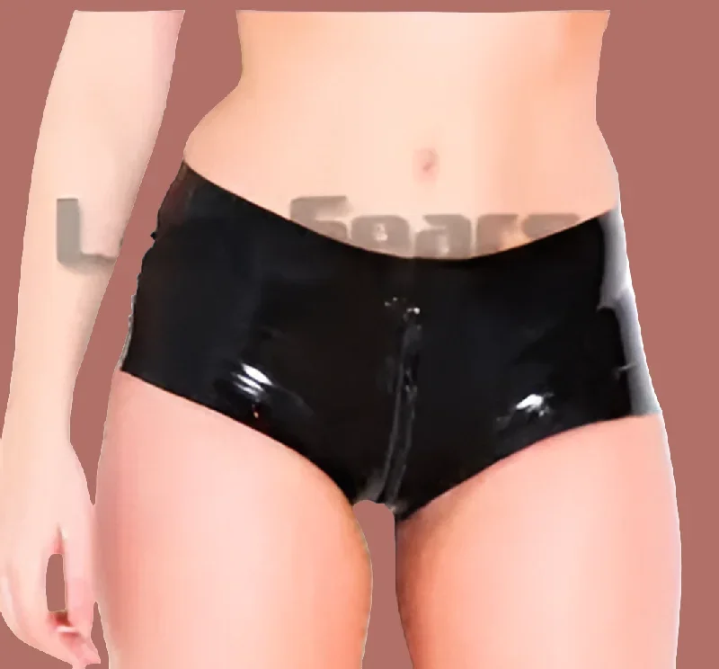 Woman latex shorts lingerie crotch zipper latex rubber underwear panties plus size custom made