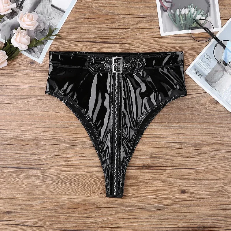 women-lingerie-sexy-panties-wetlook-pvc-high-cut-zippered-with-belt-briefs-underwear-underpants-ladies-fashion-punk-clubwear