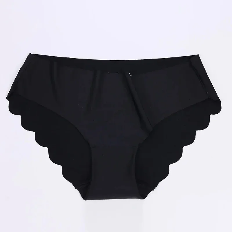 Women Panties Sexy Ruffles Solid Colour Underwear Ice-silk Low Rise Panty Female Seamless Briefs Ultra-thin Lingerie For Ladies