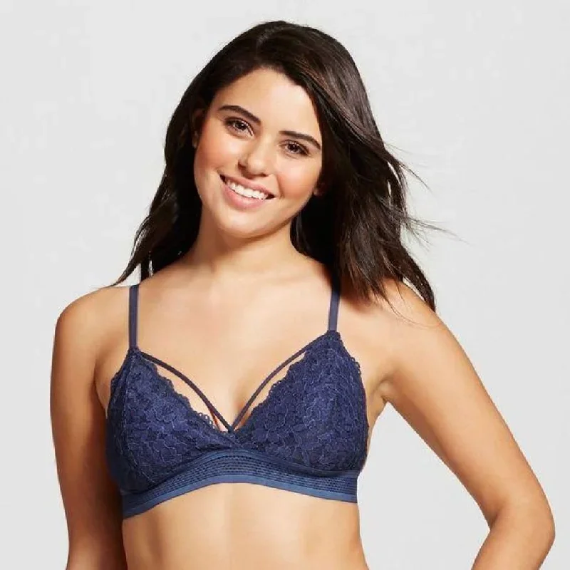 xhilaration-strappy-front-wire-free-lace-bralette-size-xs-x-small-nighttime-blue