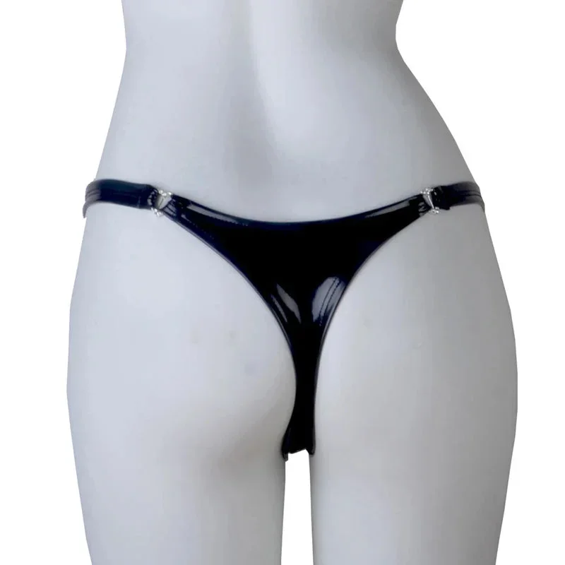 XL Plus Size Underwear Women Sexy PU Leather Panties Shiny Metallic PVC Latex Thongs Briefs Low Rise Mini Bikini T-back G-string