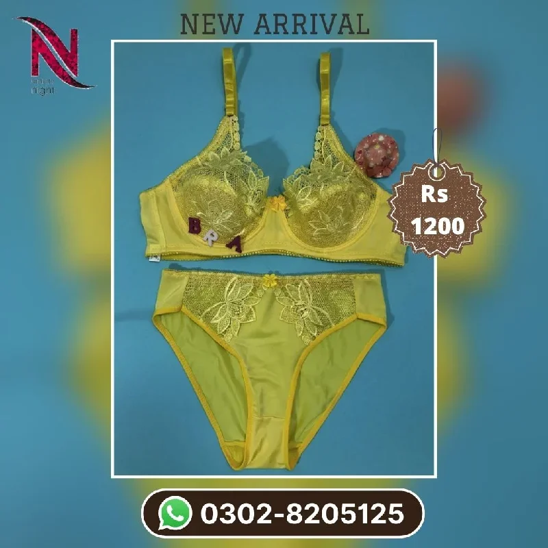 Yellow Bridal Bra Panty Sets - Non Padded Underwired Bra Panty Set 2022